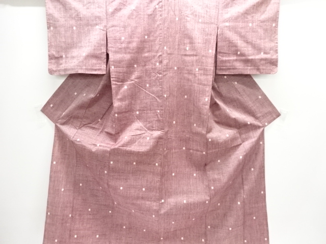 JAPANESE KIMONO / ANTIQUE ABSTRACT PATTERN WOVEN TSUMUGI KIMONO